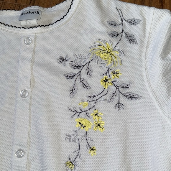 Vintage 1990s Bon Worth Med Floral Embroidered Shirt - button up short sleeve M - Picture 5 of 13